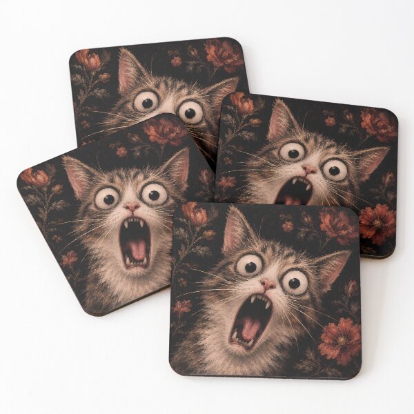 Item preview, Crazy Screaming Gray Cat Horror Art designed and sold by VitSArt.