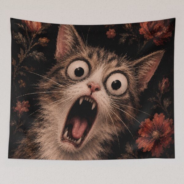 Item preview, Crazy Screaming Gray Cat Horror Art designed and sold by VitSArt.