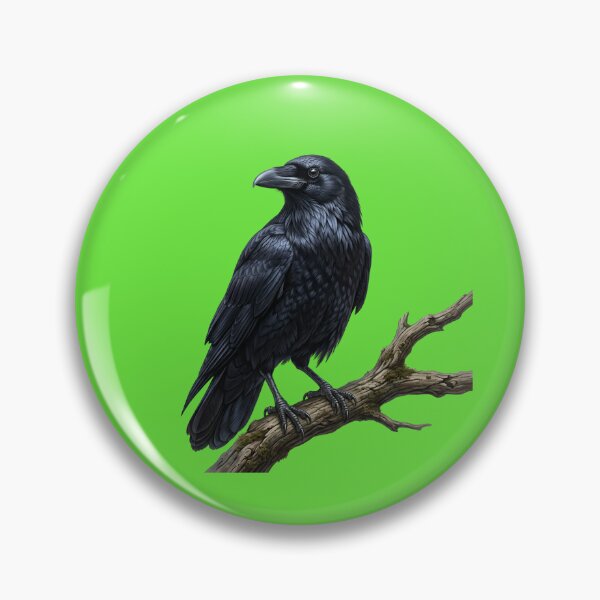 Item preview, Majestic Black Raven on Branch Realistic Gothic Crow designed and sold by Utopian-Magic.