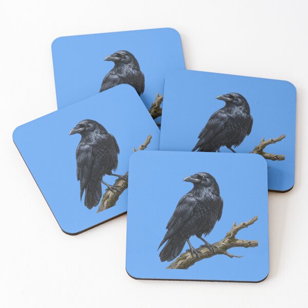 Item preview, Majestic Black Raven on Branch Realistic Gothic Crow designed and sold by Utopian-Magic.