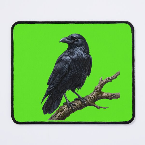 Item preview, Majestic Black Raven on Branch Realistic Gothic Crow designed and sold by Utopian-Magic.