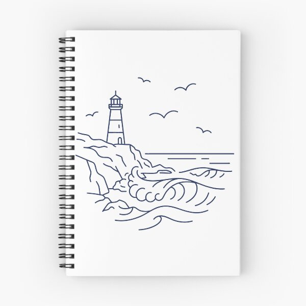 Item preview, Coastal Lighthouse Navy Line Art designed and sold by FunnyBusy-ness.
