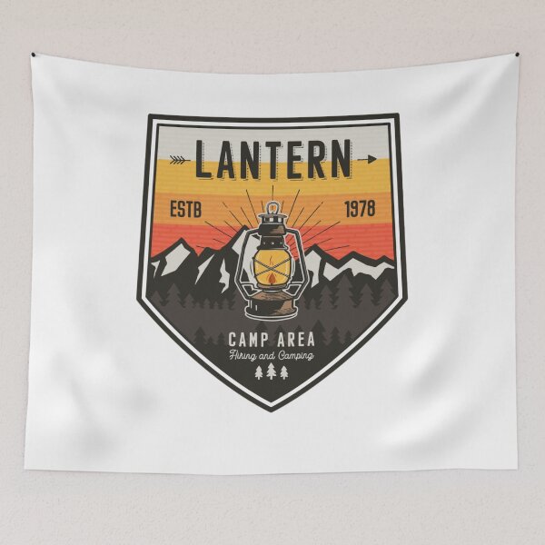 Item preview, Retro Camp Area Lantern Hiking Mountain Design designed and sold by Gravelpeak Co..