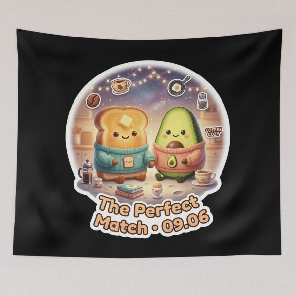 Item preview, Cute Avocado and Toast Couple - The Perfect Match Cozy Kawaii Food Love Design designed and sold by MartBook.
