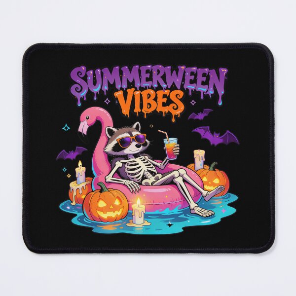 Item preview, Summerween Vibes Neon Raccoon Flamingo Float designed and sold by TatyanaArt.