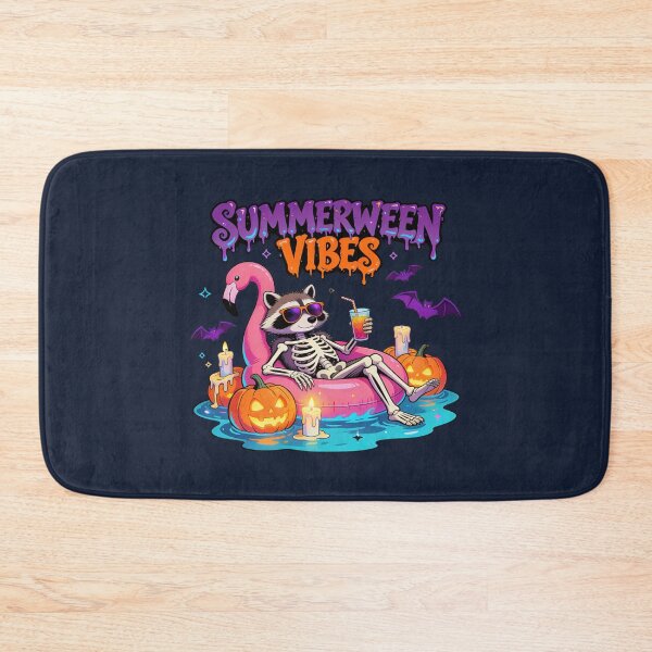 Item preview, Summerween Vibes Neon Raccoon Flamingo Float designed and sold by TatyanaArt.