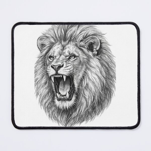 Item preview, Majestic Lion Head Sketch | Detailed Black & White Lion Illustration designed and sold by arifali786.