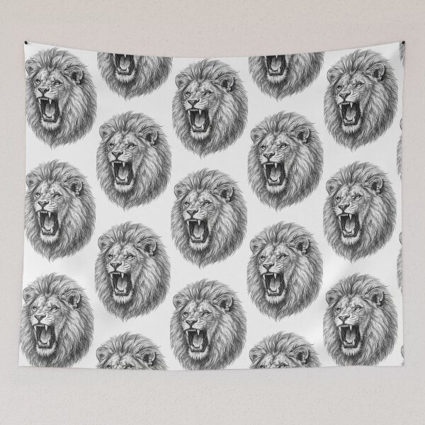 Item preview, Majestic Lion Head Sketch | Detailed Black & White Lion Illustration designed and sold by arifali786.