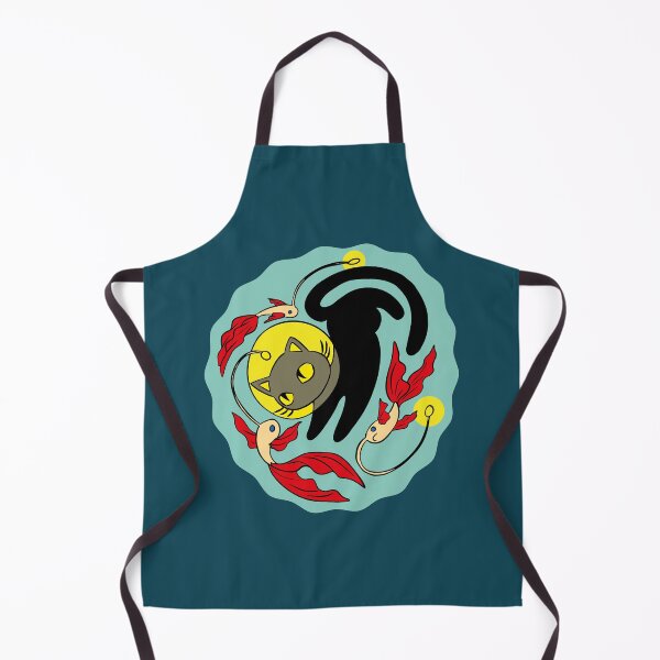 Item preview, Black cat swimming with light fish designed and sold by Konopikyu.