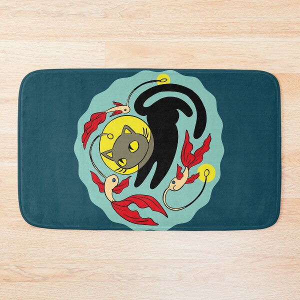 Item preview, Black cat swimming with light fish  designed and sold by Konopikyu.