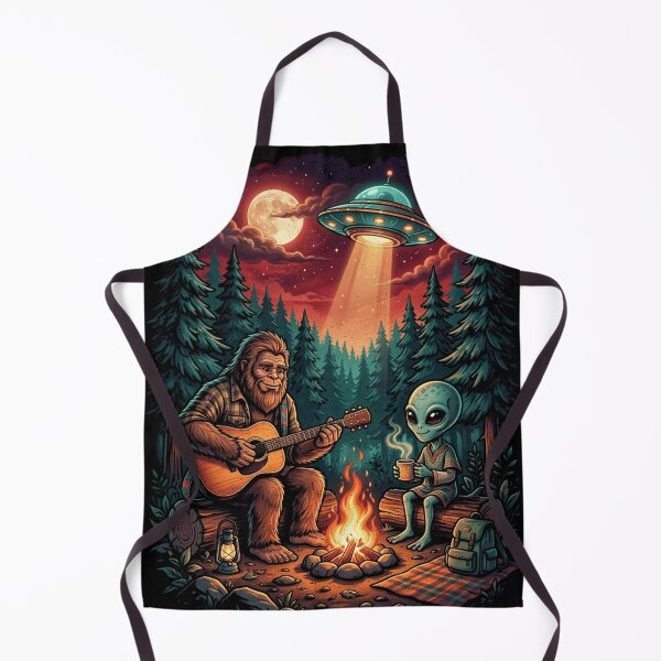 Item preview, Funny Bigfoot Playing The Guitar And Alien UFO Campfire designed and sold by legendaryskins.