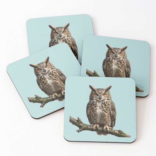 Item preview, Majestic Great Horned Owl Realistic Forest Bird Illustration designed and sold by Utopian-Magic.
