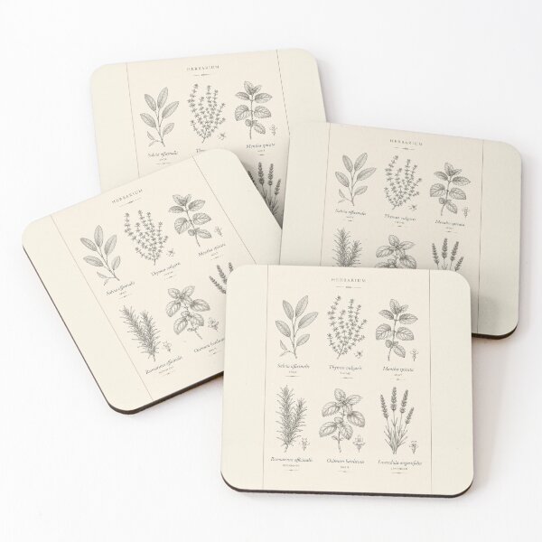 Item preview, Six kitchen herbs herbarium print — botanical grid art designed and sold by BalancedCoNL.