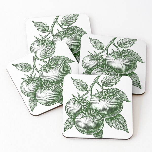 Item preview, Linocut Tomato Branch - Green Botanical Kitchen Art designed and sold by shinygreenbug.