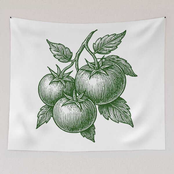 Item preview, Linocut Tomato Branch - Green Botanical Kitchen Art designed and sold by shinygreenbug.