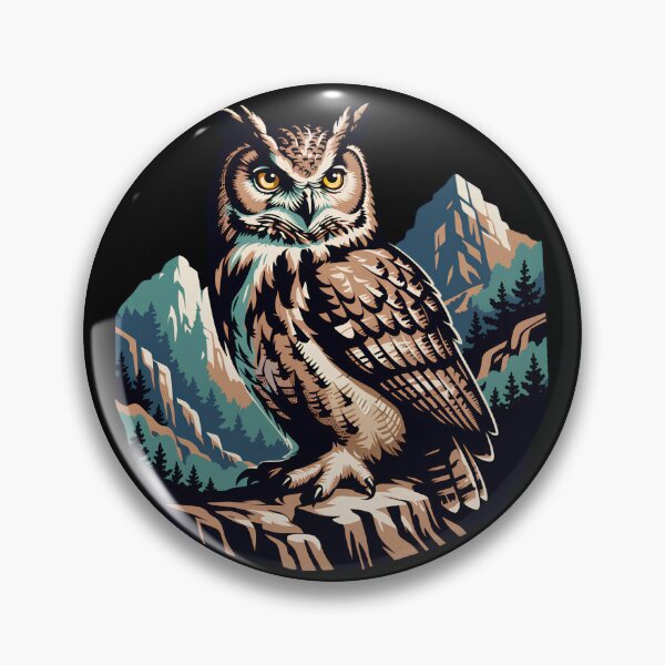 Item preview, Powerful Owl Mountain Wilderness Vintage Wildlife Design designed and sold by ArcticFoxStudio.