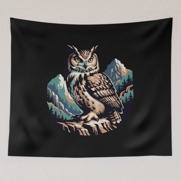 Item preview, Powerful Owl Mountain Wilderness Vintage Wildlife Design designed and sold by ArcticFoxStudio.
