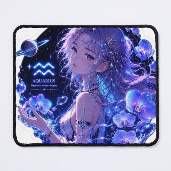 Item preview, Aquarius Zodiac Flower Goddess Sticker | Blue Orchid Astrology Art designed and sold by MysticPurpleHue.