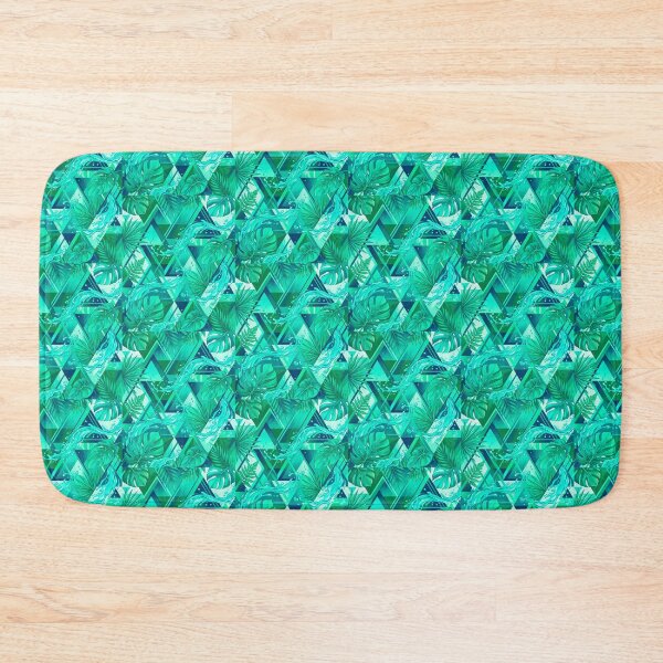 Item preview, Geometric Tropical Splash - Abstract Teal Leaf Mosaic Art designed and sold by fit-and-fine26.