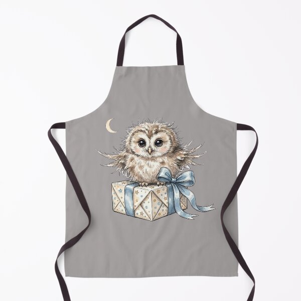 Item preview, Cute Fluffy Baby Owl with Birthday Gift Watercolor design designed and sold by BreezifyDesignStudio.