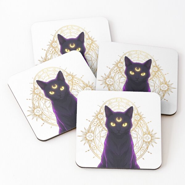 Item preview, Arcane Felines: Purple Moon Cat and Gold Sigil designed and sold by Spiritualwall.