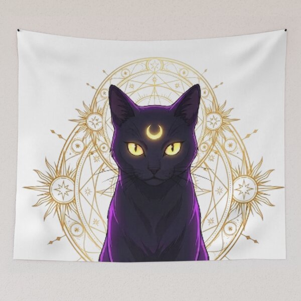 Item preview, Arcane Felines: Purple Moon Cat and Gold Sigil designed and sold by Spiritualwall.