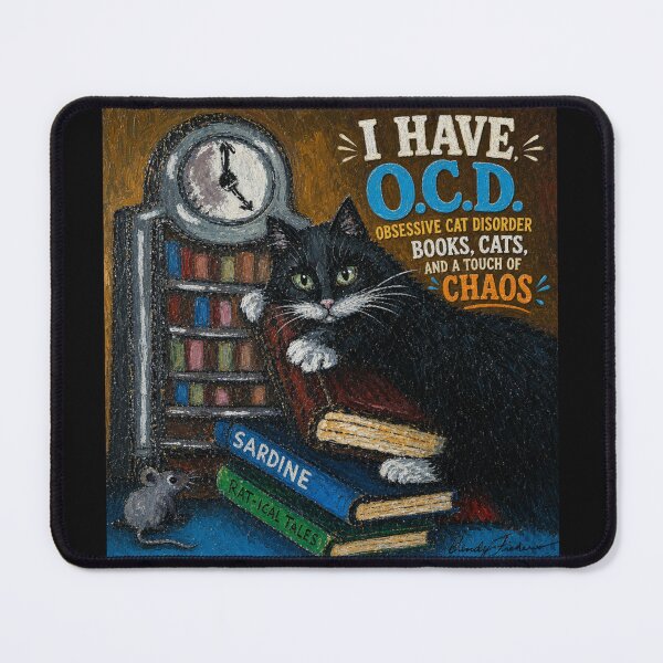 Item preview, Cat and Books designed and sold by Freshinkshop.