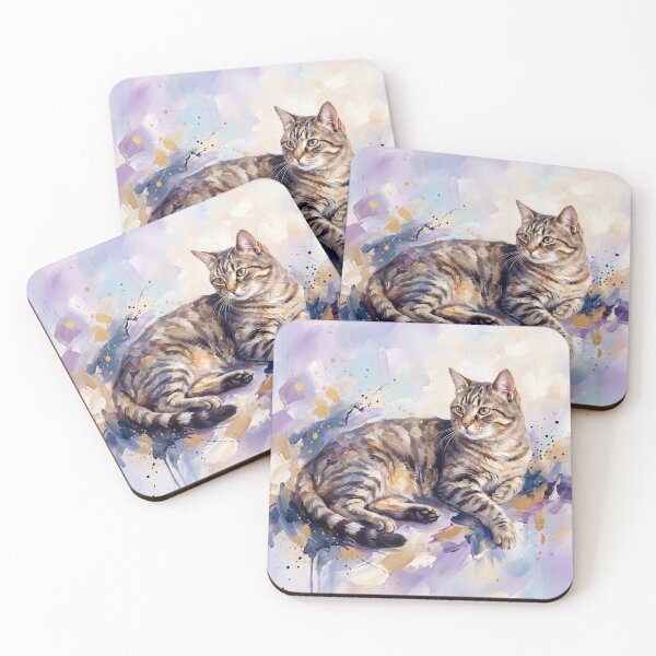 Item preview, Elegant Tabby Cat Watercolor Art Portrait designed and sold by Paolo-Bandal.