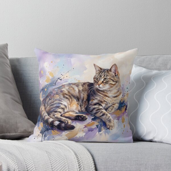 Item preview, Elegant Tabby Cat Watercolor Art Portrait designed and sold by Paolo-Bandal.