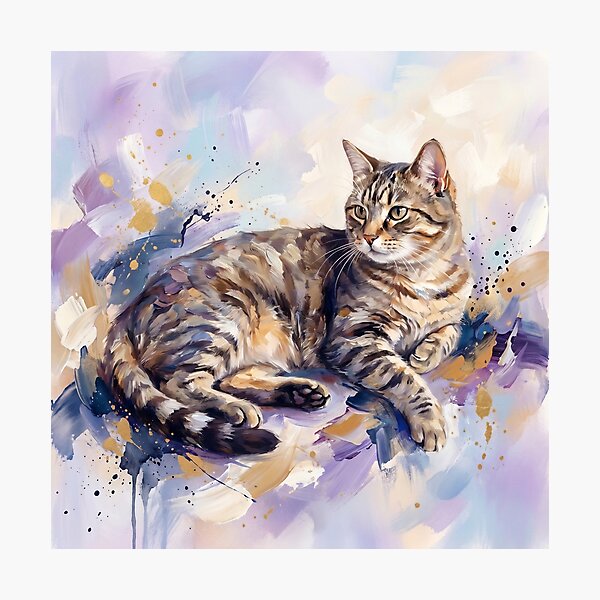 Item preview, Elegant Tabby Cat Watercolor Art Portrait designed and sold by Paolo-Bandal.