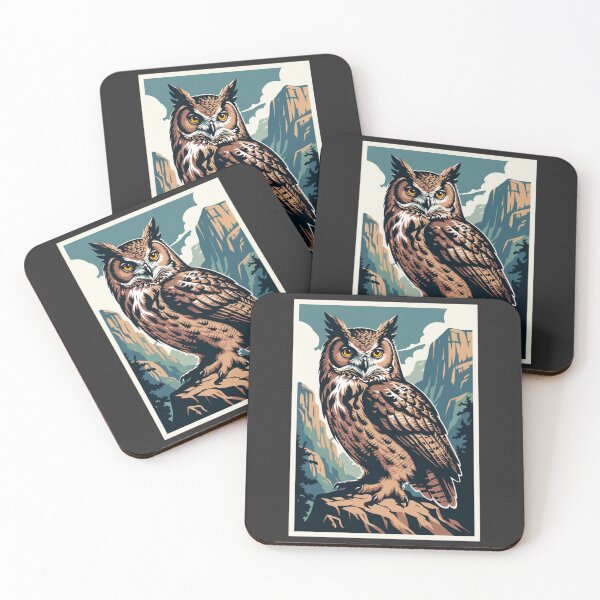 Item preview, Powerful Owl Wilderness Poster Style Vintage Wildlife Art designed and sold by ArcticFoxStudio.