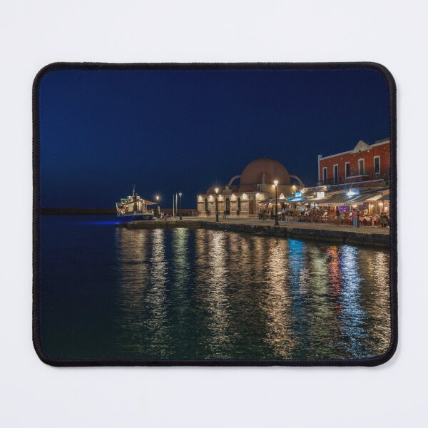 Item preview, Glistening Venetian Harbour Nightscape, Chania designed and sold by Kasia Design.