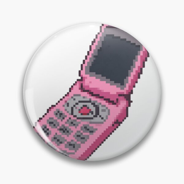 Item preview, retro 2000s y2k pink flip phone pixel art designed and sold by phoebescribble.