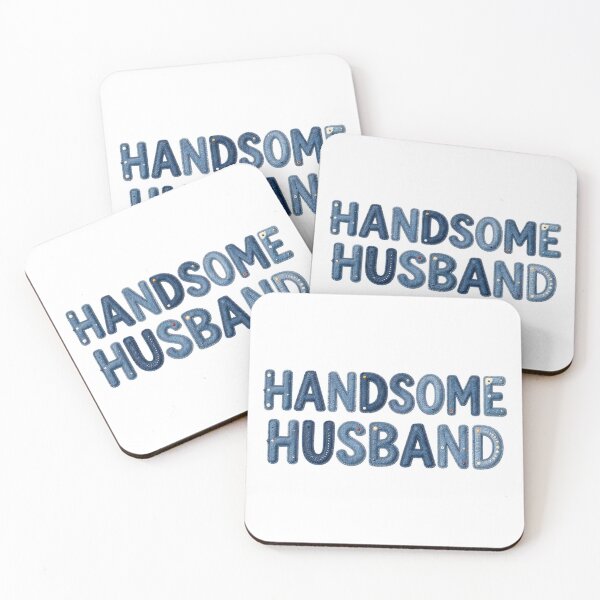 Item preview, HANDSOME HUSBAND - IN BLUE FAUX LETTERING designed and sold by AlexOBrienArt.