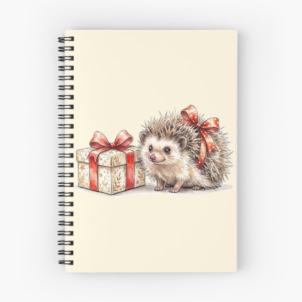 Item preview, Adorable Fluffy Hedgehog with Polka Dot Ribbon Gift Watercolor designed and sold by BreezifyDesignStudio.