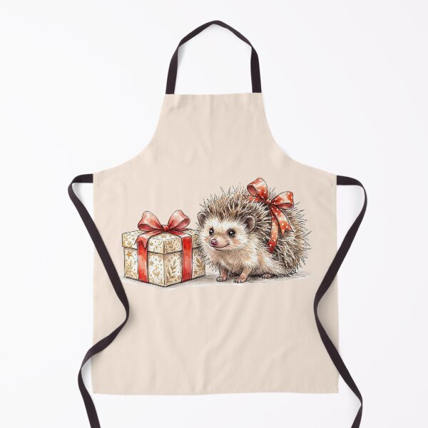 Item preview, Adorable Fluffy Hedgehog with Polka Dot Ribbon Gift Watercolor designed and sold by BreezifyDesignStudio.
