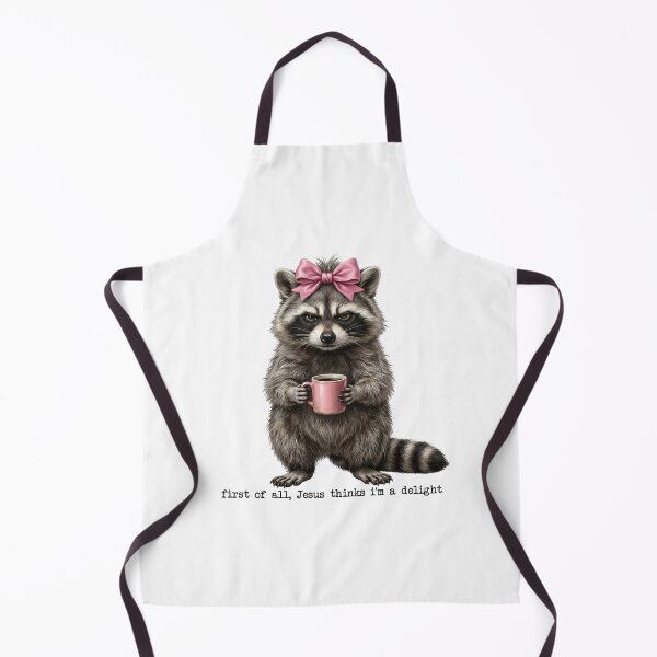 Item preview, First of All Jesus Thinks I'm a Delight – Funny Christian Raccoon Pink Bow Coffee designed and sold by TheBeesForYou.
