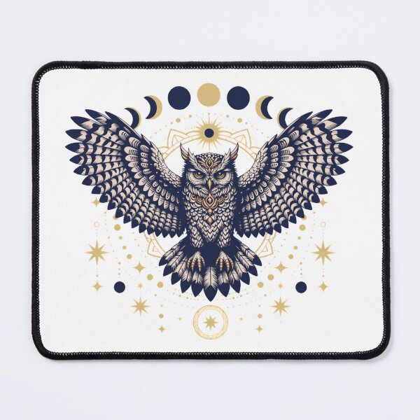 Item preview, Mystical Powerful Owl Celestial Moon Phases Boho Witchcraft Art designed and sold by ArcticFoxStudio.