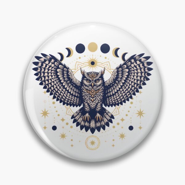 Item preview, Mystical Powerful Owl Celestial Moon Phases Boho Witchcraft Art designed and sold by ArcticFoxStudio.
