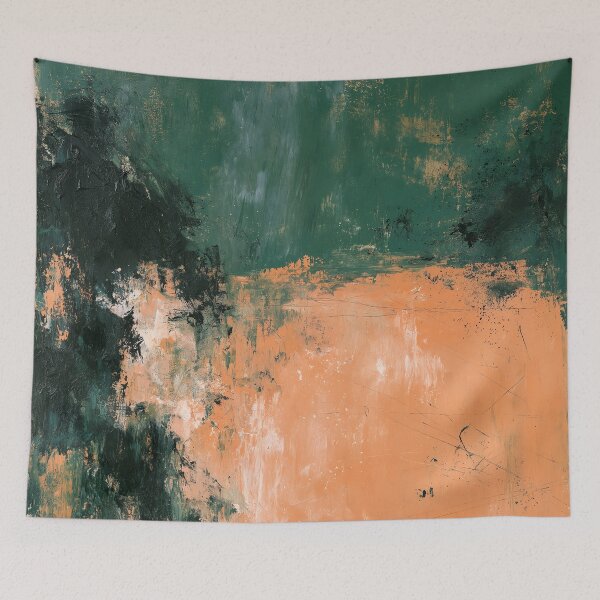 Item preview, Deep Teal & Burnt Orange Abstract No.2 | Textured Art designed and sold by SlowRegardArt.