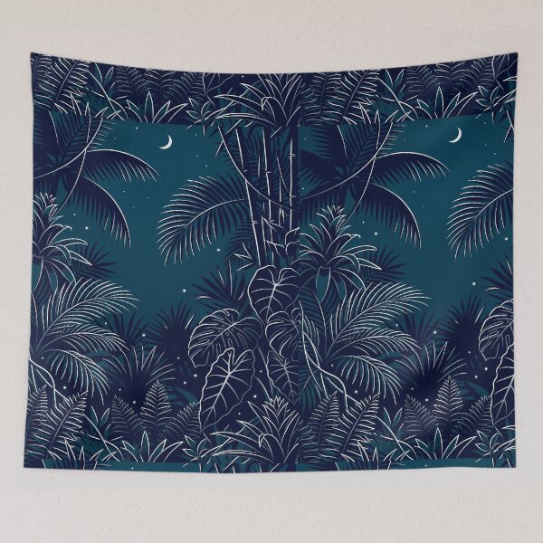 Item preview, Midnight Jungle Oasis - Mystic Tropical Night Pattern designed and sold by fit-and-fine26.