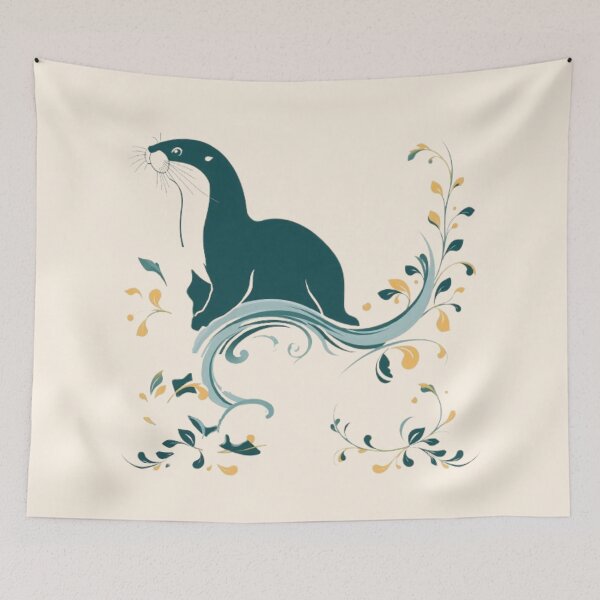 Item preview,  (Title): Minimalist Cute Otter Sleeping on Tree Branch Art  designed and sold by Tama-sirth.