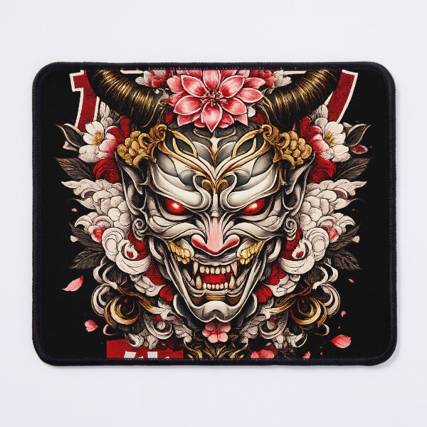 Item preview, Japanese Hannya Mask with Sakura Flowers – Oni Demon Tattoo Streetwear Graphic Tee designed and sold by saamessart.