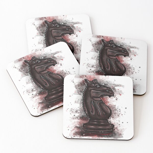 Item preview, Black knight chess piece, watercolor chess game designed and sold by NadiaChevrel.