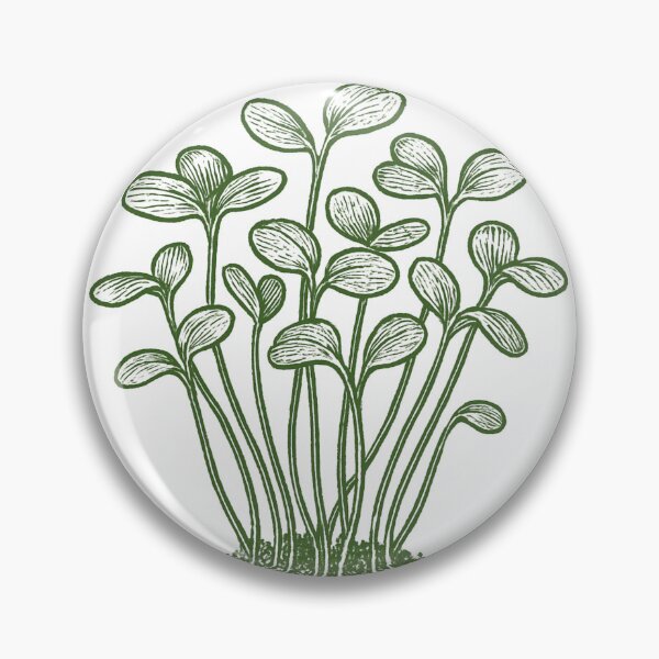 Item preview, Vintage Linocut Microgreen Sprouts - Green Botanical Art designed and sold by shinygreenbug.