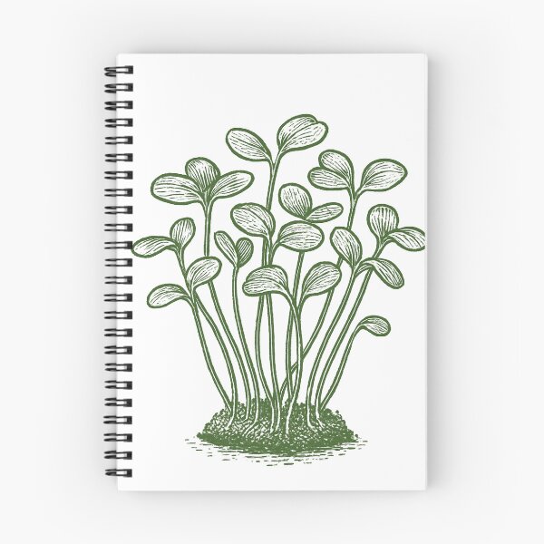 Item preview, Vintage Linocut Microgreen Sprouts - Green Botanical Art designed and sold by shinygreenbug.