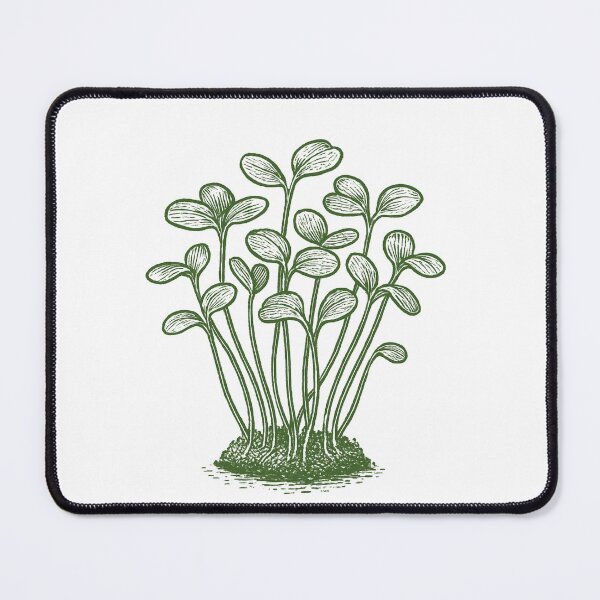 Item preview, Vintage Linocut Microgreen Sprouts - Green Botanical Art designed and sold by shinygreenbug.