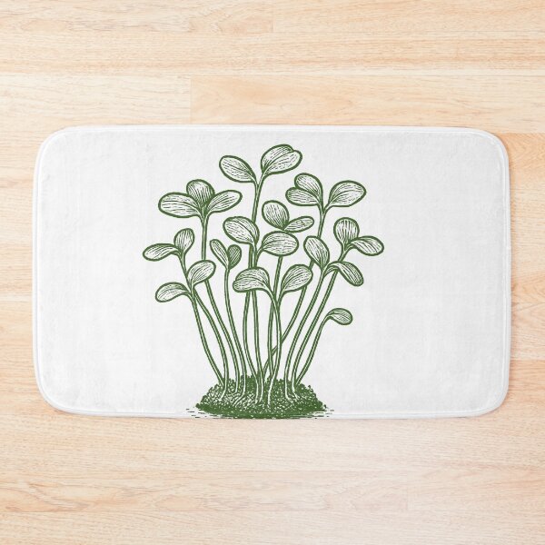 Item preview, Vintage Linocut Microgreen Sprouts - Green Botanical Art designed and sold by shinygreenbug.