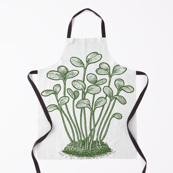 Item preview, Vintage Linocut Microgreen Sprouts - Green Botanical Art designed and sold by shinygreenbug.