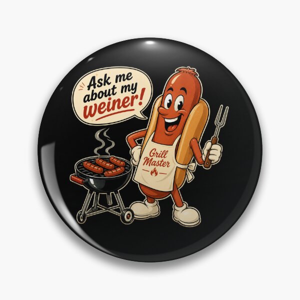 Item preview, Ask Me About My Wiener – Funny Retro Hot Dog Grill Master Cartoon designed and sold by Stinky Lincy's Apparel Company.